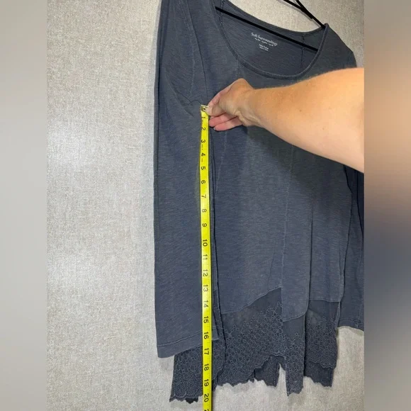Soft Surroundings Gray Cotton Tunic Top Decorative Hemline Lagenlook Size PXL - Picture 7 of 9